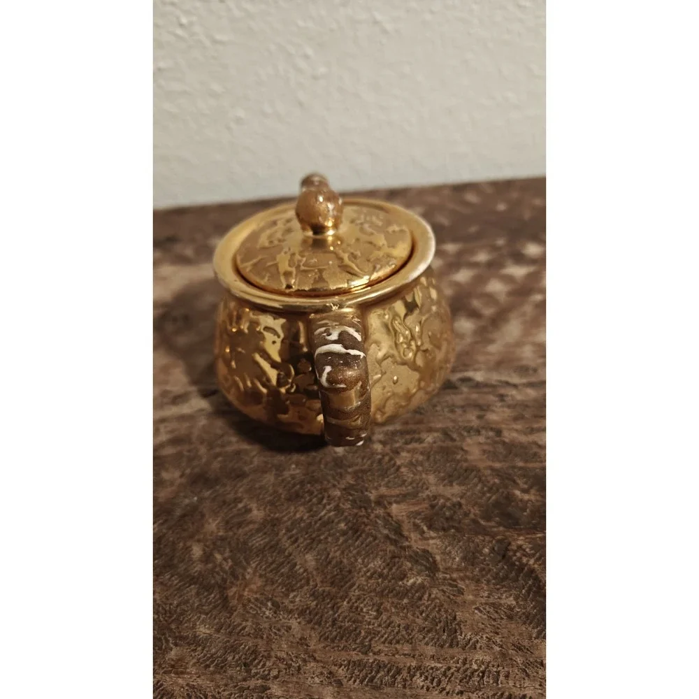 McCoy Pottery 24k Weeping Gold Sugar Bowl & Creamer Set, 1950's MCM